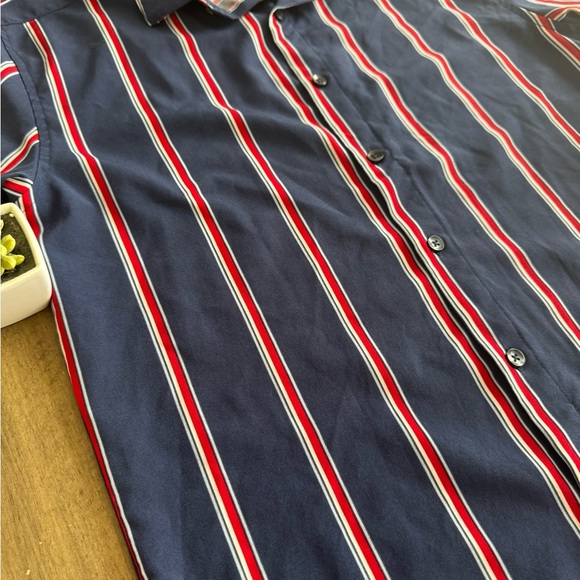 Casual Blue and Red Striped Button Down Shirt - Picture 10 of 10
